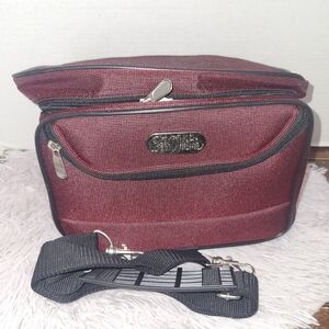Bob Mackie Burgundy Cosmetic Travel Bag Carry On Shoulder Strap